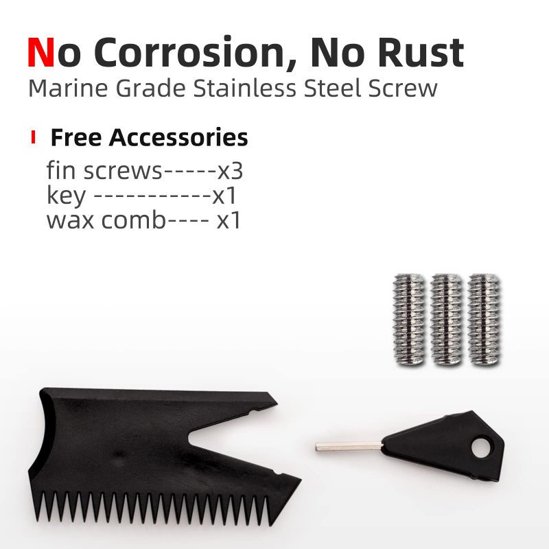 Abahub Surfboard Thruster Fins Set, Compatible with Future Style Fin Box, Fiberglass Reinforced High Performance Surf Fin for Surf Boards, Surfing Longboard, Shortboard, with Screws and Key, Black - Image 4
